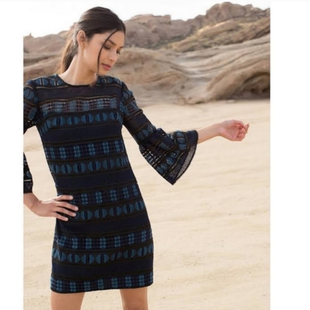 Trina Turk Dreamland lasercut teal …